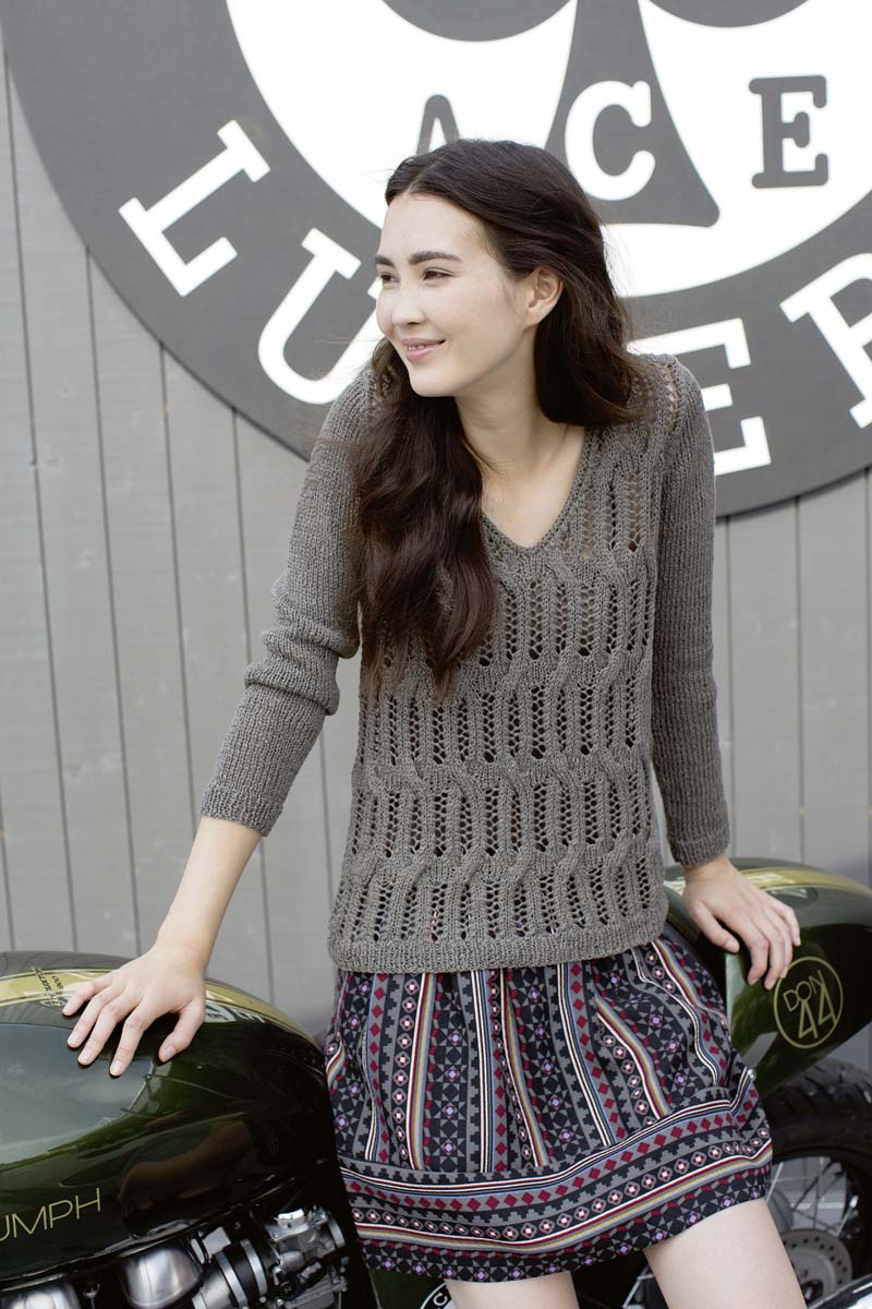 pull ajouré lin