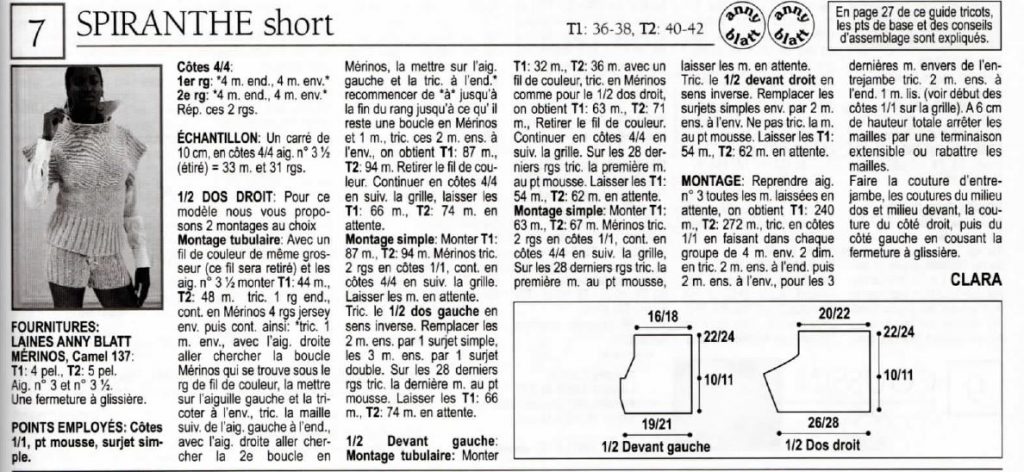 tricoter un short