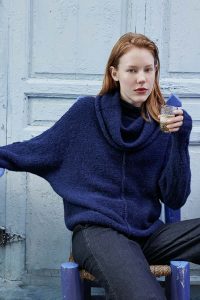 bleu pull femme tricot