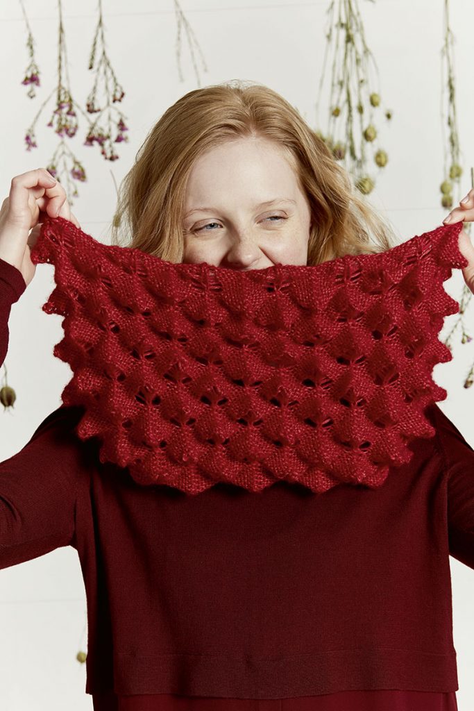 snood rouge tricot