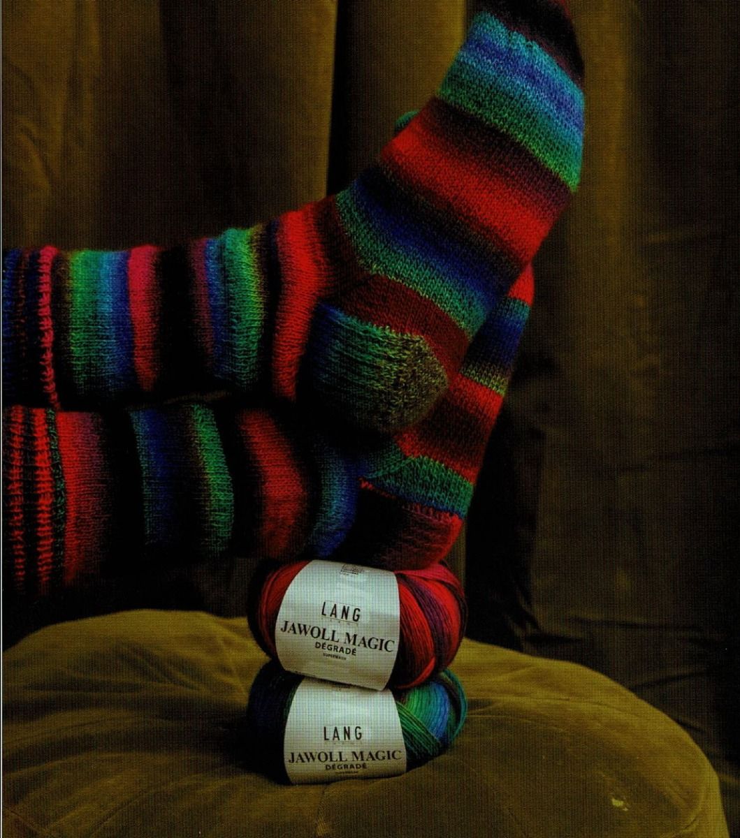 Chaussettes en laine Jawoll Magic dégradé de Lang Yarns, catalogue Punto 34