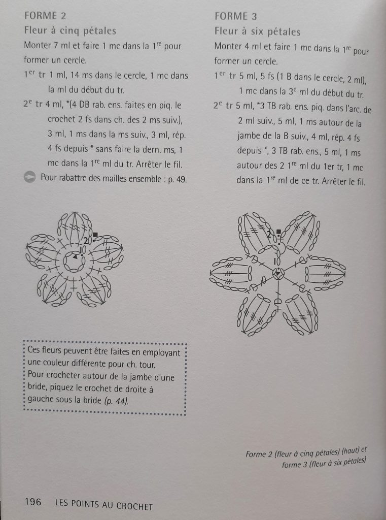 explications crochet Fleurs à 5 et 6 pétales