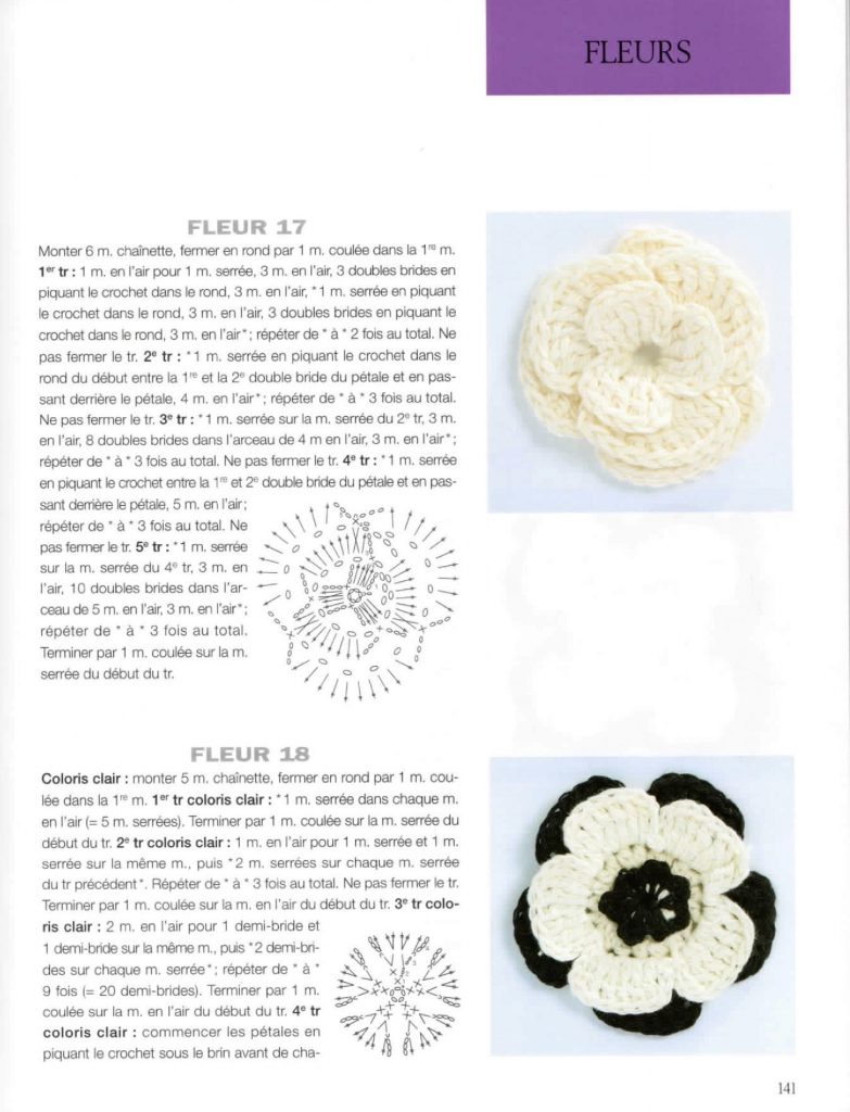 fleurs à relief au crochet