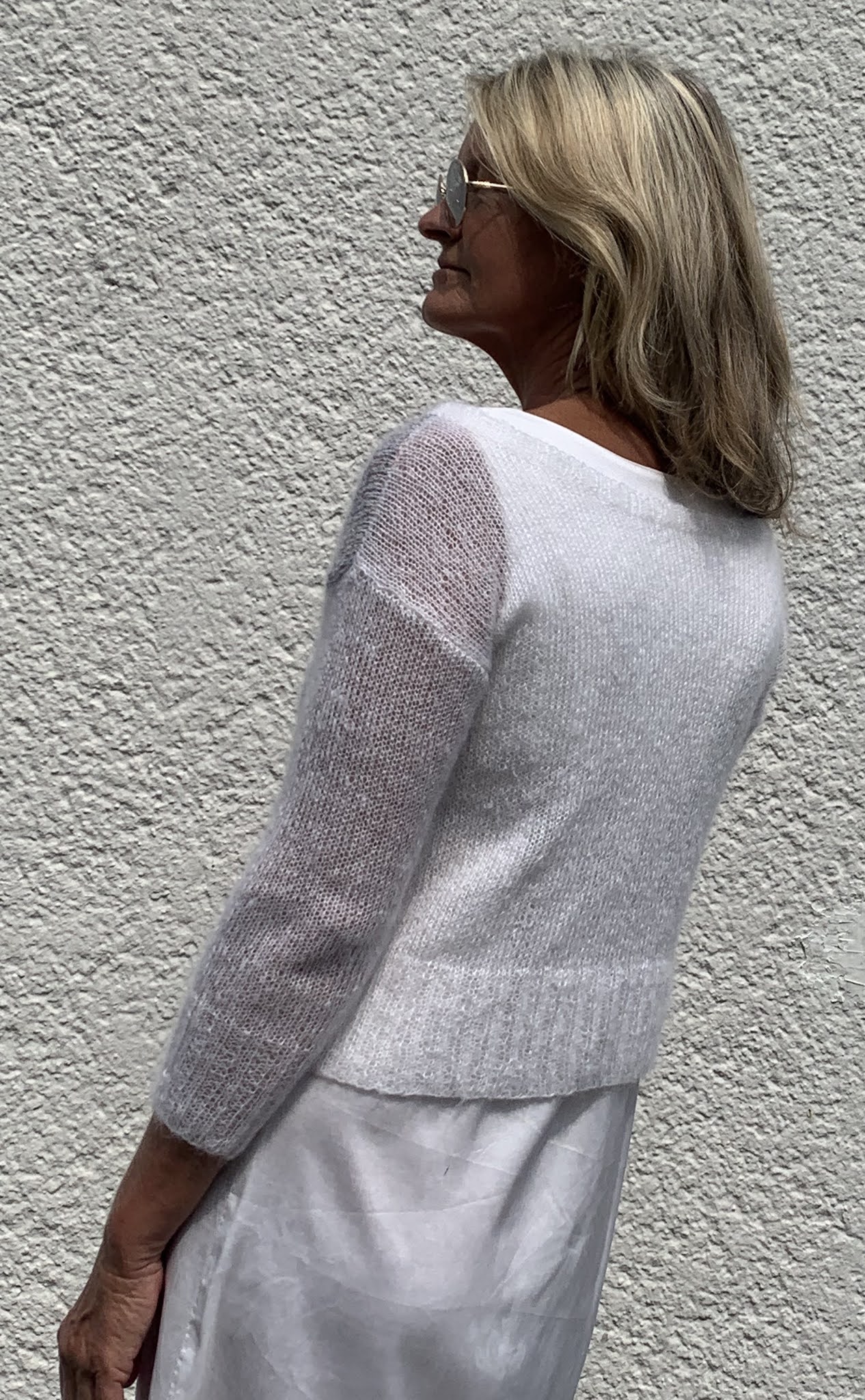 Pull laine mohair et soie et paillettes