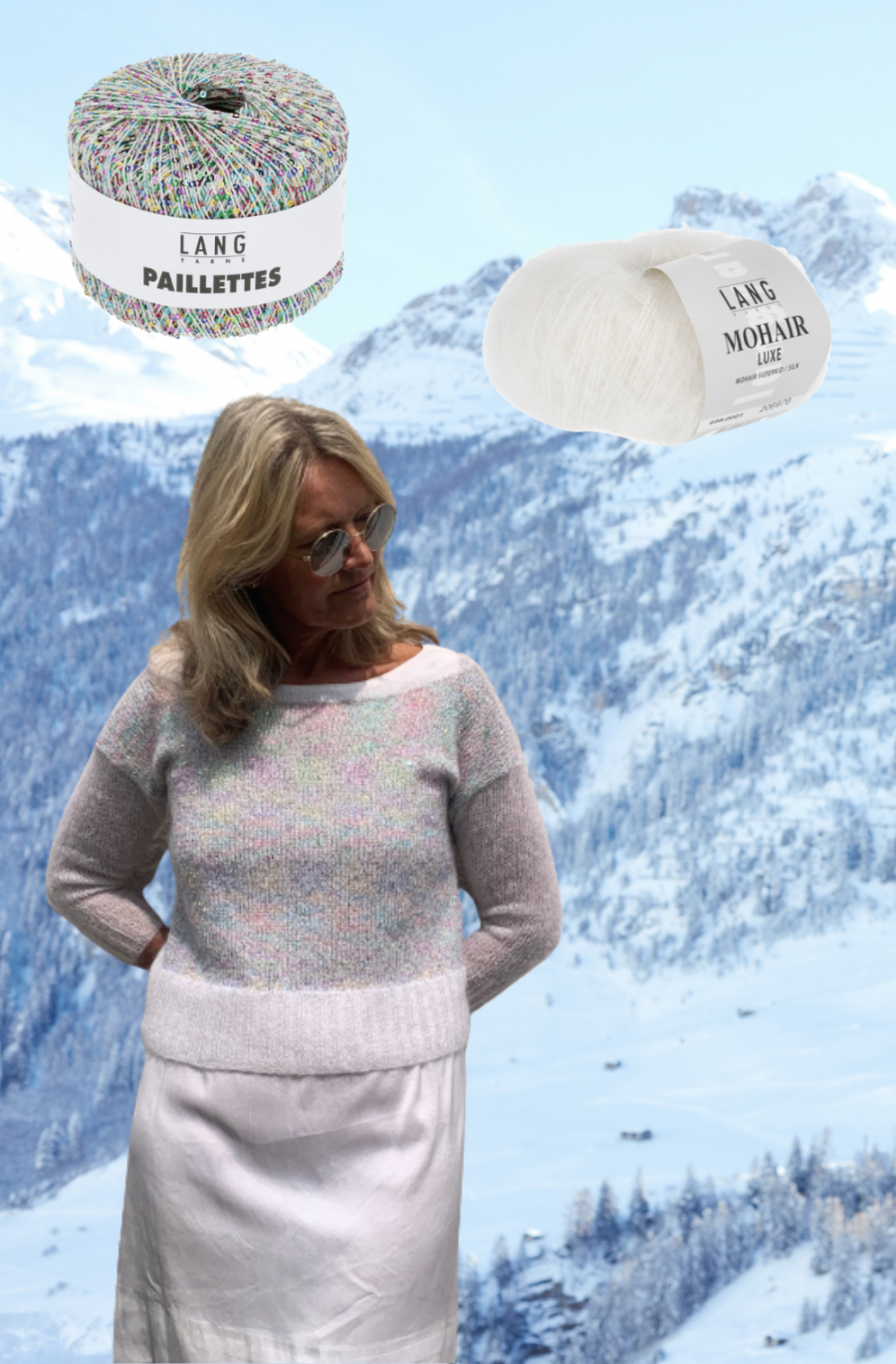 pull en laine mohair et soie Mohair Luxe et Paillettes Lang Yarns