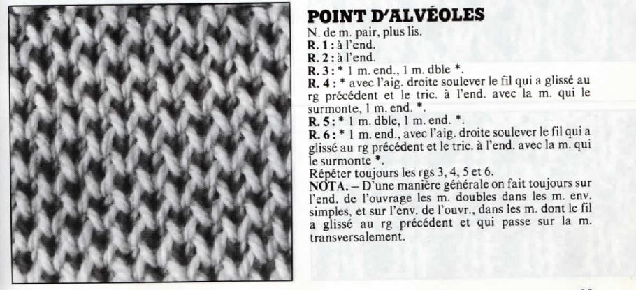 tricot point alvéoles
