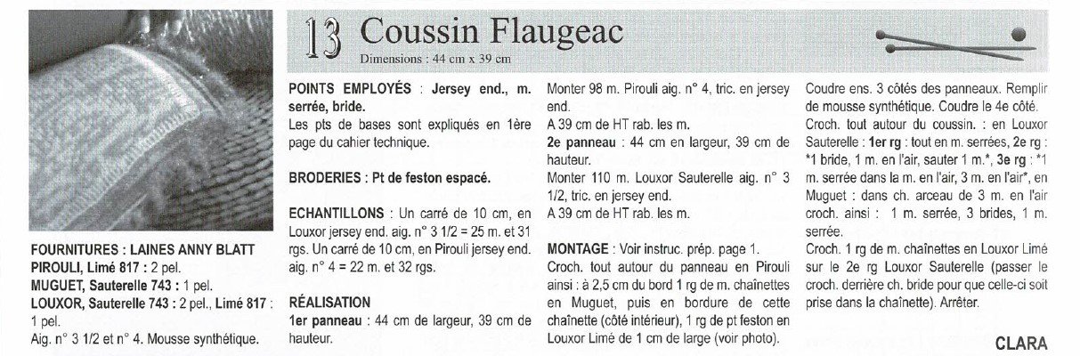 Explications coussin Flaugeac Bouton d'Or