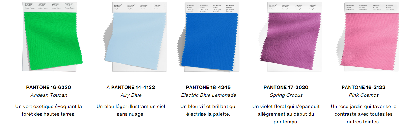 couleurs pantone printemps été 2023