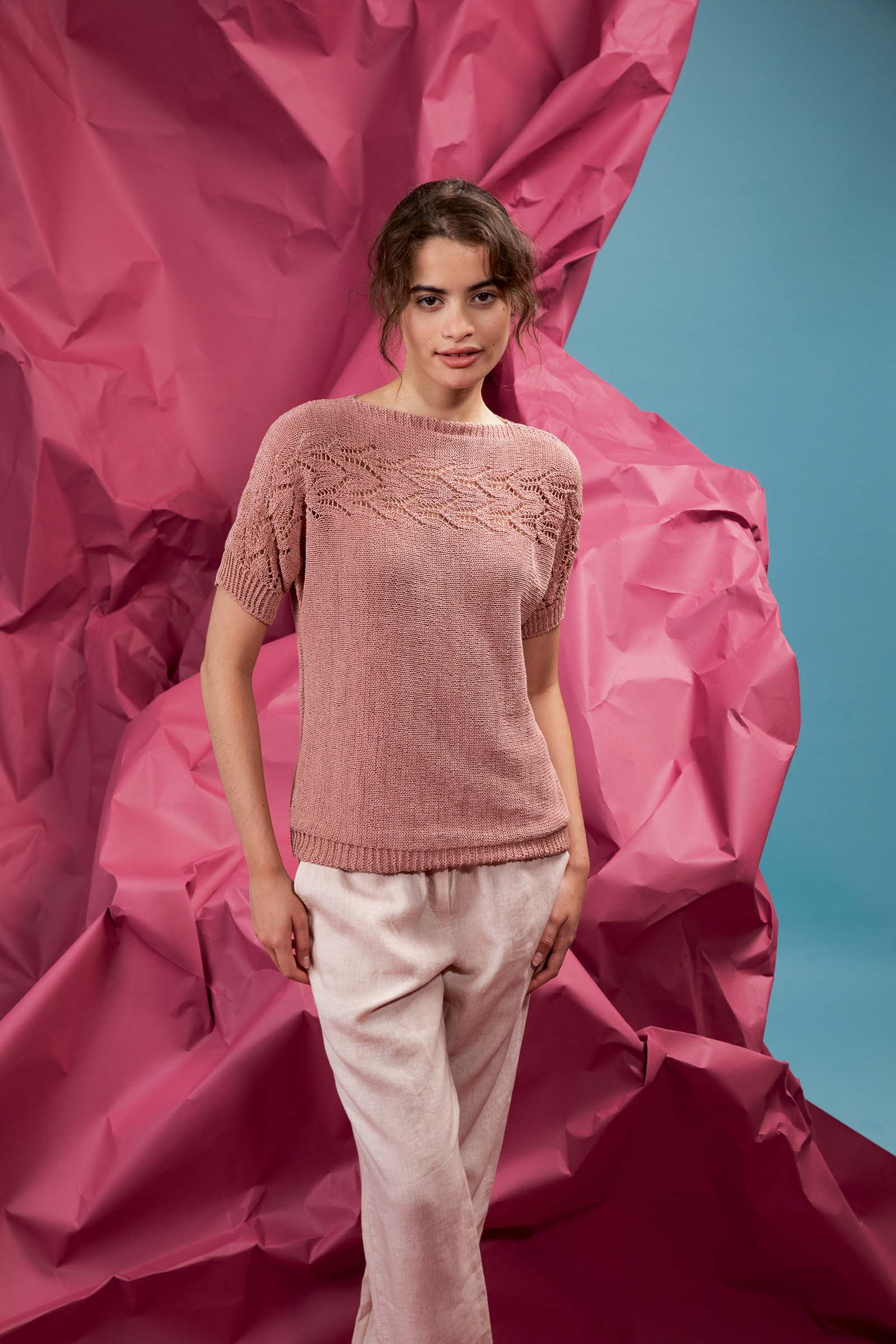 Pull 58 catalogue Lang Yarns FAM 276 en coton Carly Lang Yarns