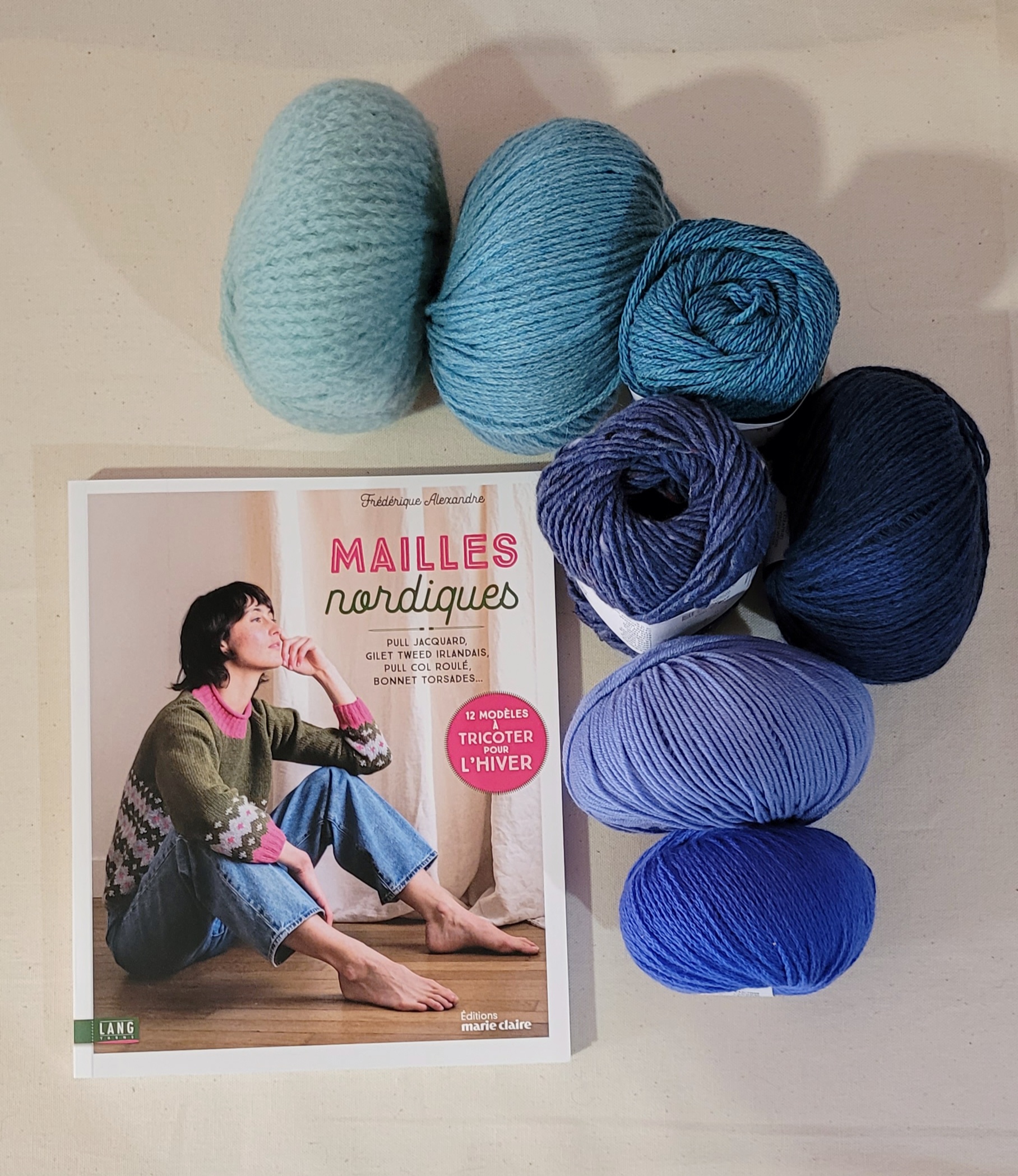 Livre Mailles Nordiques de Frédérique Alexandre, laines Lang Yarns, Editions Marie Claire