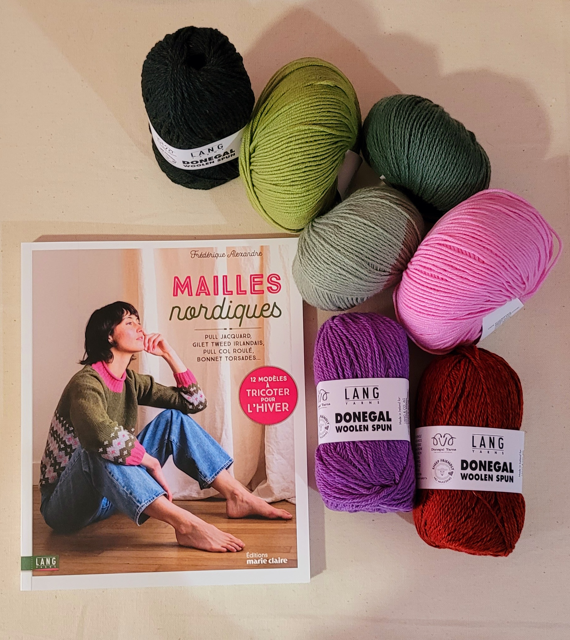 Livre Mailles Nordiques de Frédérique Alexandre, laines Lang Yarns, Editions Marie Claire