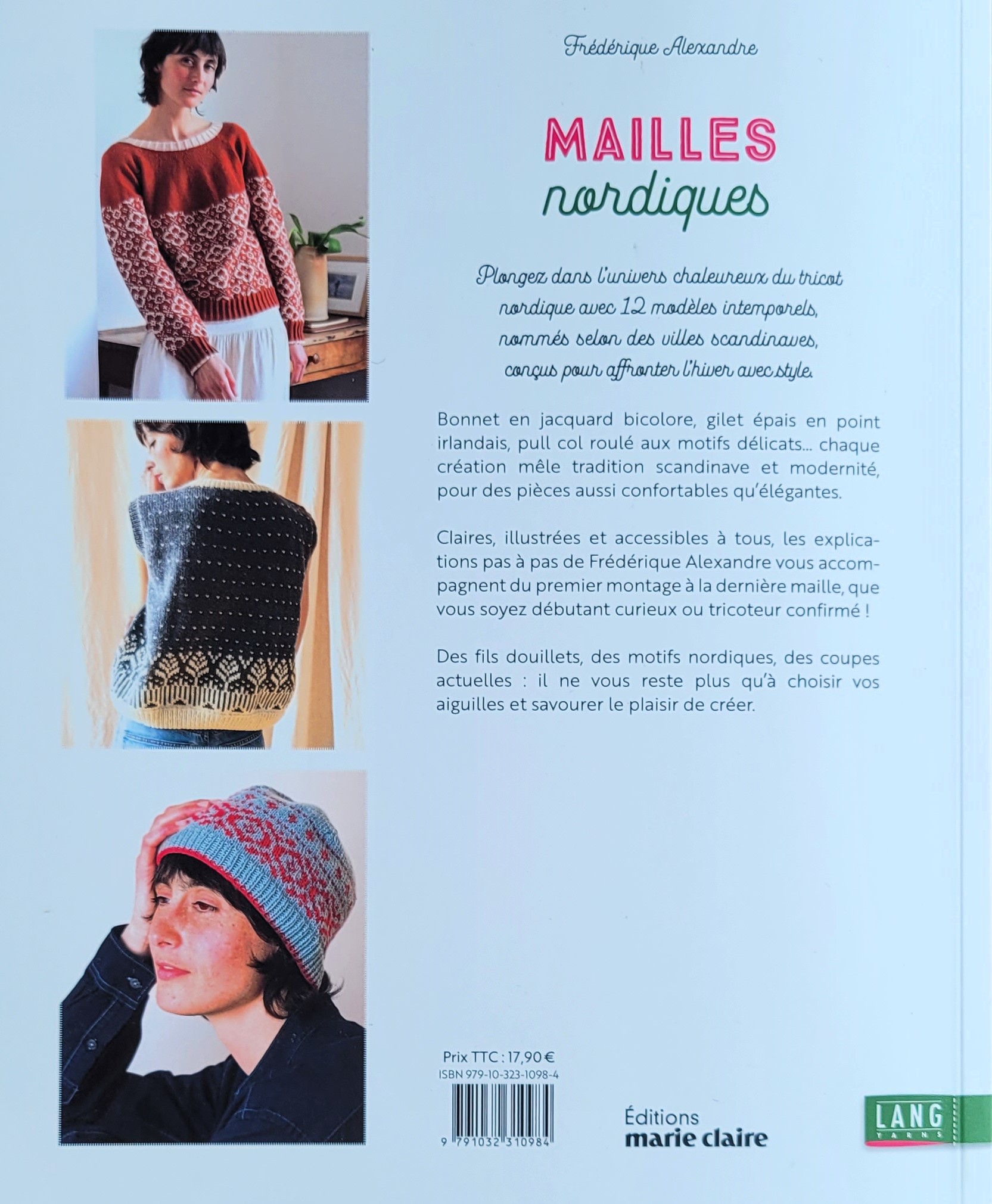 Livre Mailles Nordiques de Frédérique Alexandre, laines Lang Yarns, Editions Marie Claire