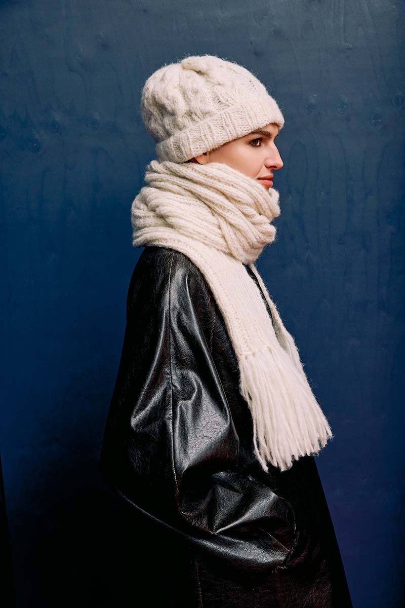 Ensemble bonnet et écharpe catalogue Lang Yarns Punto 89 Baby Lama