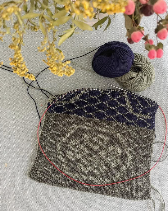 echarpe honey comb laine merino 120 lang yarns, de happily knitting