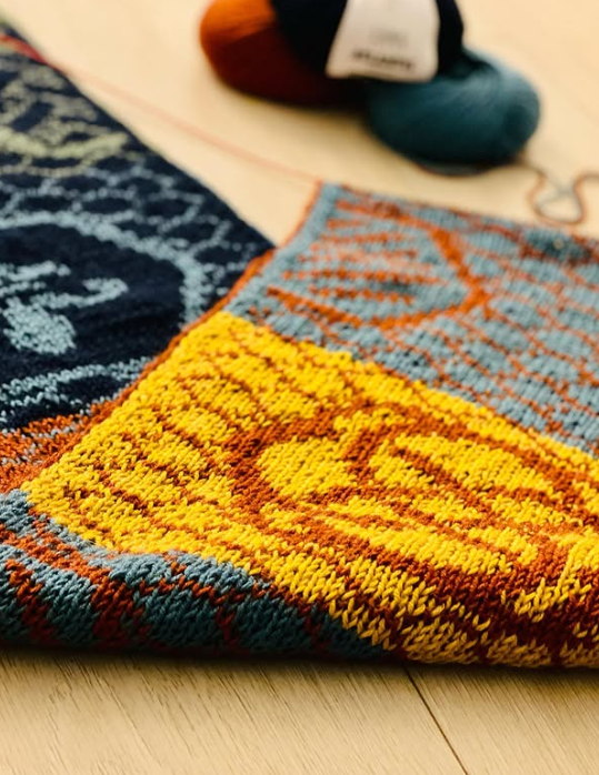 echarpe honey comb laine merino 120 lang yarns, de happily knitting