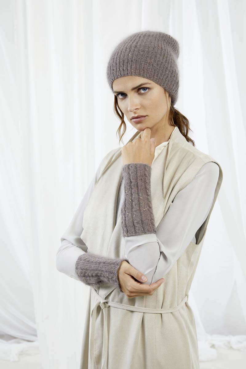 Manchettes et bonnet 37 flyer Mohair Fancy Lang Yarns