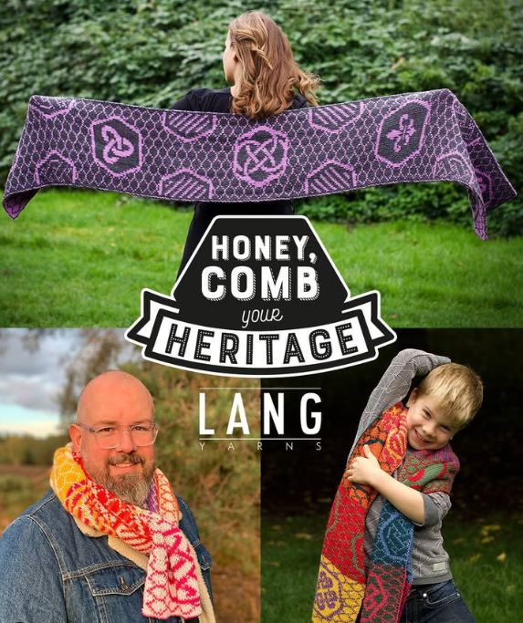 echarpe honey comb laine merino 120 lang yarns, de happily knitting