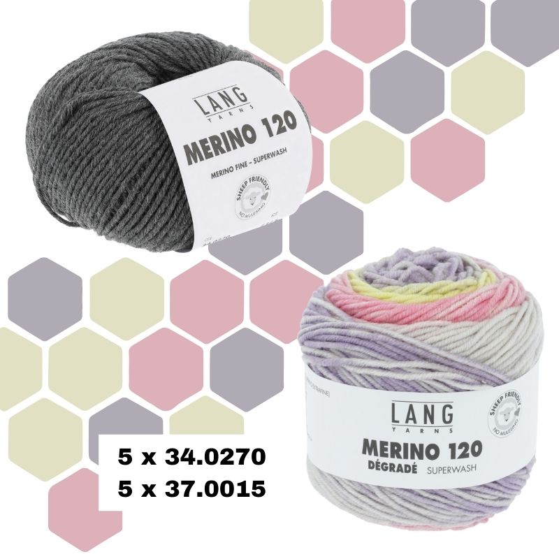 composition couleurs 2 echarpe honey comb laine merino 120 et merino 120 degrade lang yarns