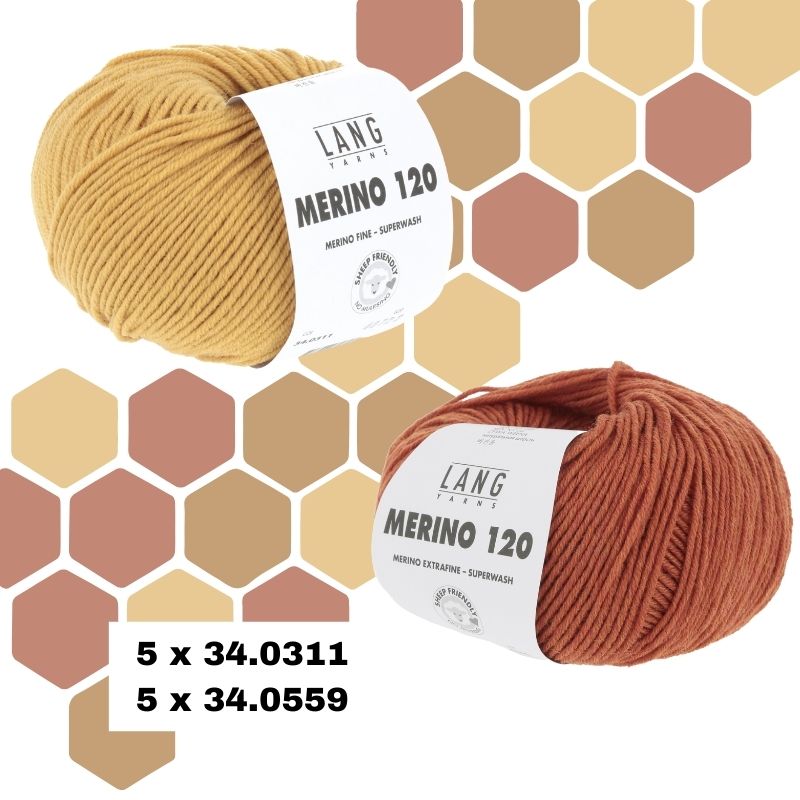composition couleurs 2 echarpe honey comb laine merino 120 lang yarns